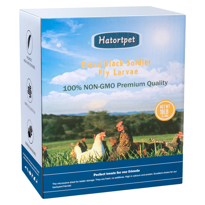 hatortpet Dried Black Soldier Fly Larvae 10LB-Pure Natural Non-GMO BSF Larvae for Chickens-More Calcium Than Mealworms High-Protein Chickens Treats for Layer Hens Wild Birds Ducks