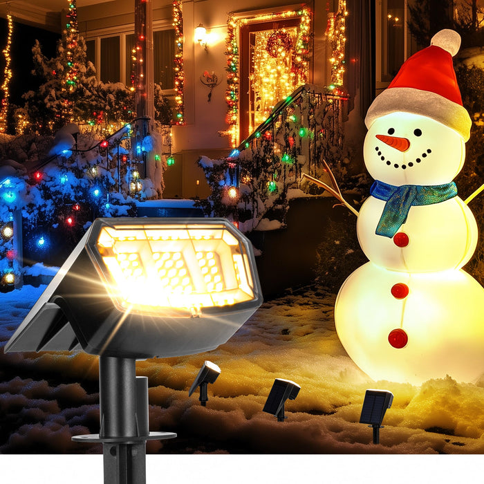 AUDERWIN Solar spotlights Outdoor 63 LED 3 Lighting Modes, IP65 Waterproof Lighten Yard Garden House Garage Pathway for Christmas Decorations-6 Pack