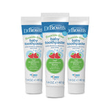 Dr. Brown's Fluoride-Free Baby Toothpaste, Infant & Toddler Oral Care, Strawberry, 3-Pack, 1.4oz/40g, 0-3 years