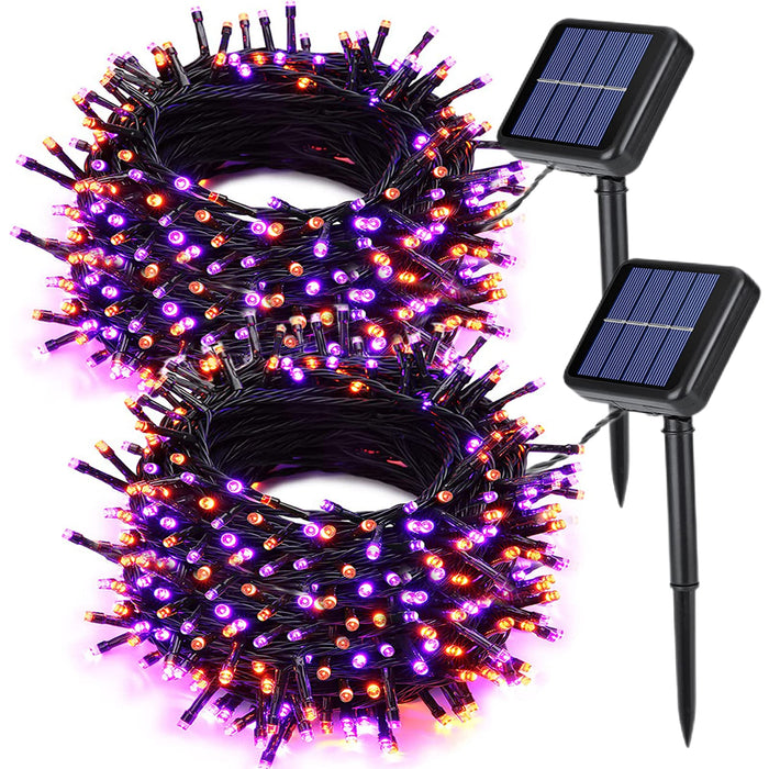 Joomer Orange Purple Halloween Solar Lights, 2Pack Total 144FT 400LED