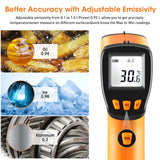 Laser Thermometer Infrared Temp Gun with Self Calibration -58°F to 1022°F (-50°C to 550°C), Not for Human Digital Infrared Thermometer Pyrometer with Backlit for Kitchen Cooking Industry, Automotive