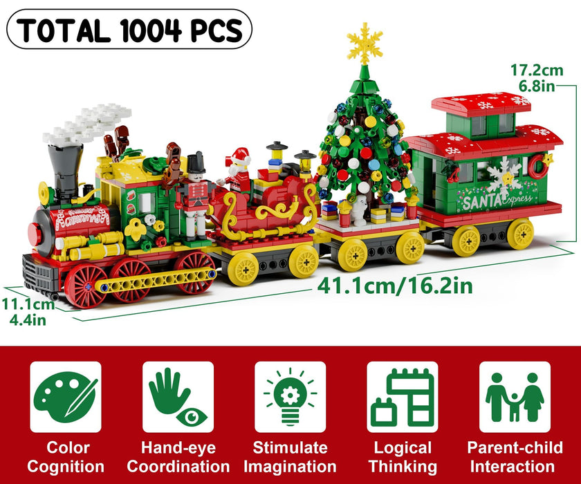 Advent Calendar 2024 for Kids Adults Teens, 24 Days Christmas Train Building Blocks Christmas Countdown Calendar Gift Box with Christmas Tree Santa Nutcracker Toys Set for Boys Girls Women Men Age 6+