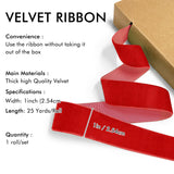 Red Velvet Ribbon 1'' 25 Yards for Christmas Tree, Gift Wrapping, Flower Bouquet, Wreath Decorations, Bow Making