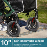 ELENKER All-Terrain 2 in 1 Rollator Walker & Transport Chair, Folding Wheelchair with 10” Non-Pneumatic Wheels for Seniors, Reversible Backrest & Detachable Footrests, Green