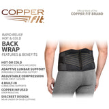 Copper Fit Adjustable Rapid Relief Back Brace with Hot/Cold Therapy, Lower Back Pain, Herniated Disc, Sciatica, Scoliosis with Lumbar Support – For home and work – Men and Women