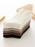 ACCFOD Cute Crew Socks Casual Athletic Aesthetic Socks Neutral Cotton Socks for Women Granola Girls Clothes - Solid Color Size 5-9