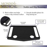 Mondo Medical Black No Slip Walker Tray for Folding Walker - 16 x 21in Drive Walker Accessories for Seniors and Disabled