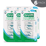 GUM Proxabrush Go-Betweens Refills - Wide - Compatible with GUM Permanent Handle - Reusable Interdental Brushes - Soft Bristled Dental Picks, 16ct (6pk)