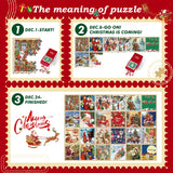 Advent Calendar 2024 Christmas Jigsaw Puzzle-1008 Pieces Christmas Countdown Calendar 24 Days Jigsaw Puzzles, Holiday Vintage Stamp Puzzles for Adults Kids,Xmas Gift for Boys and Girls