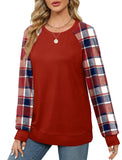 Saloogoe Womens Fashion Tops Long Sleeve Ugly Christmas Sweaters for Women 2023 Plaid Red L