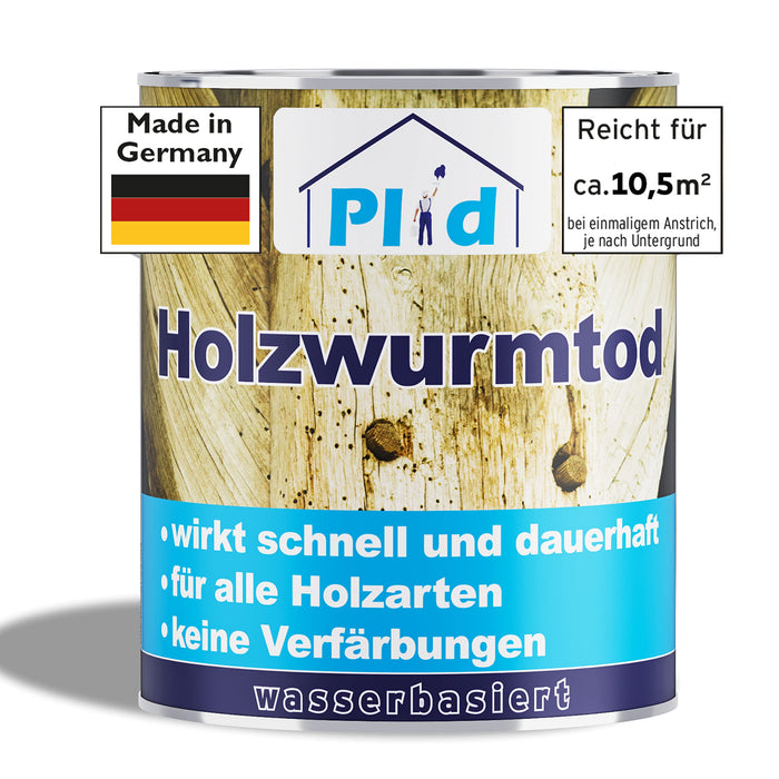 PLID® Woodworm Control Woodworm Death Colourless [Permanently Effective] - Remedy Against Woodworms in Furniture - Woodworm Agent for All Wood Types - Drilling Salt Solution - Holzwurm Ex - Made in Germany