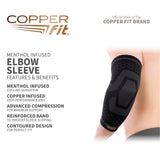 Copper Fit ICE Unisex Elbow Compression Sleeve Infused with Menthol, Large/X-Large,Black