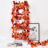 DearHouse 2 Pack Fall Garland Maple Leaf, 5.9Ft/Piece Hanging Vine Garland Artificial Autumn Foliage Garland Thanksgiving Decor for Home Wedding Fireplace Party Christmas (Red)