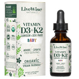 Vitamin D3 and Vitamin K2 Liquid Drops – Baby Vitamin D Drops for Infants w/ Vitamin K for Optimal Absorption – Vitamin D3 K2 Supplement w/ Organic MCT Oil Supports Healthy Bones, Brain, Immune System