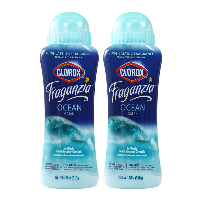 Clorox™ Fraganzia™ In-Wash Scent Booster Crystals in Ocean Scent, 18 Oz Twin Pack | Laundry Scent Booster Crystals | In-wash Scent Booster for Fresh Laundry in Ocean Scent 18 Ounce Twin Pack, 36oz