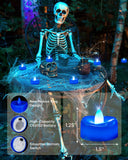 merrynights Flameless Candles, 24 Pack Tea Lights Candles Battery Operated, LED Tealight Candles, Realistic Tea Lights for Halloween Christmas Party Decor -D 1.5” x H 1.25” -Blue Candles