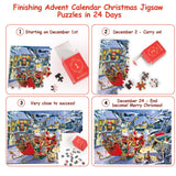 Advent Calendar 2024 Christmas Jigsaw Puzzles for Kids and Adults, 1008 Pieces Puzzle 24 Days Christmas Countdown Calendar, Fun Family Game Christmas Gifts Christmas Home Decor (Santa Claus)