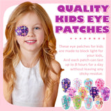 Panelee Adhesive Eye Patches for Kids Girls Toddler Eye Patches Bulk Breathable Material, Light Blocking Cotton Colorful and Fun Designs Adhesive Bandages for Girls, 12 Styles (60 Pcs)