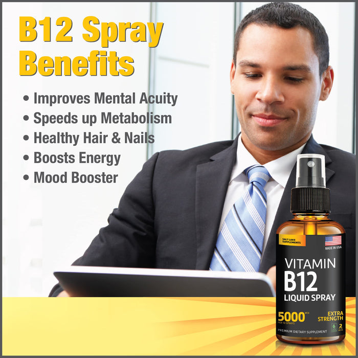 (2 Pack) - Liquid B12 Spray - Vitamin B12 Sublingual - Vegan B12 Vitamin Spray - Methylcobalamin Vitamin B12 Liquid Boosts Energy & Mood - Gluten-Free & Non-GMO - B 12 Drops Waste Money - Find Out Why