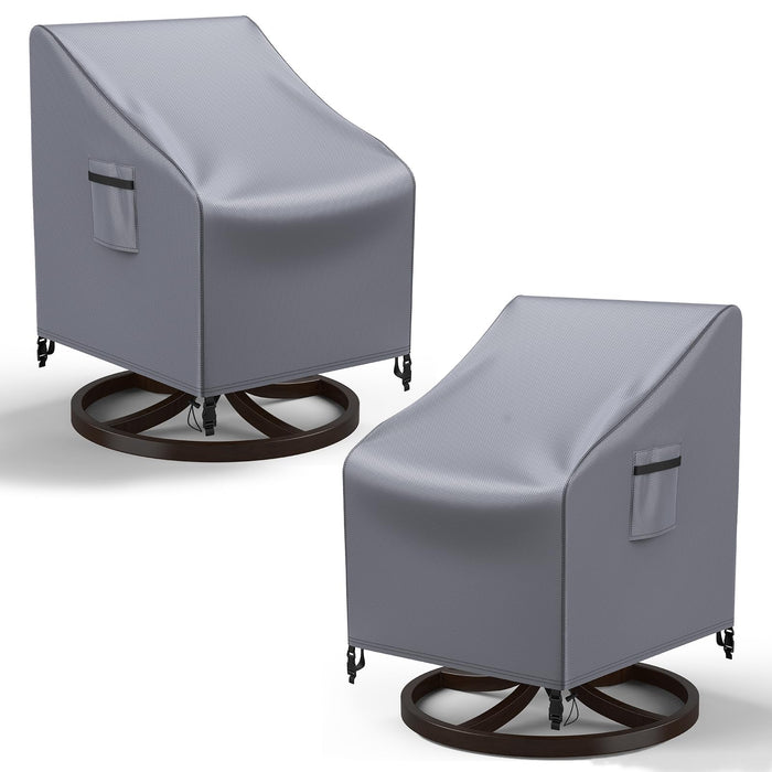 Mrrihand Patio Chair Covers, 2 Pack Outdoor Swivel Lounge Chair Cover, Heavy Duty Patio Rocking Chair Covers, Patio Furniture Covers Waterproof, 30" W×34" D×38.5" H, Grey