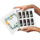 Cliganic Organic Aromatherapy Essential Oils Gift Set (Top 8), 100% Pure - Peppermint, Lavender, Eucalyptus, Tea Tree, Lemongrass, Rosemary, Frankincense & Orange