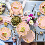 CENLBJ Pink and Gold Paper Plates and Napkins Set-200Pcs-100 x 7" Disposable Paper Plates & 100 x 6.5 Napkins,Disposable Pink Paper Plates and Napkins Party Supplies for Baby Showers,Birthdays