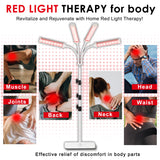 Akarishin Red Light Therapy Lamp-660nm Red Light,850nm & 940nm Infrared Light Therapy with Height Adjustable Stand,Timer with Digital Display- Effective for Body Pain and Skin Vitality，4 Head