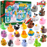 JOYIN 24 Days Christmas Advent Calendar 2024, Rubber Ducks for Boys Girls Kids and Toddlers,Christmas Party Favor Xmas Gifts, Halloween Rubber Ducky Bath Toys, Kids Xmas Fun Ducks,Christmas Countdown