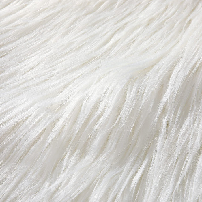 Faux Fur Fabric Christmas Fluffy Fuzzy Craft Shaggy Synthetic Plush Patch Sewing Fur Cuts for DIY Halloween Winter Costume Gnome Beard Miniature Dolls Costume Rugs Mats (White,60 x 18 Inch)