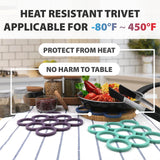 myHomeBody Silicone Trivet Heat Resistant Mat | Potholders for Kitchens | Trivets for Hot Dishes, Hot Pads for Kitchen | Kitchen Accessories | Aqua, Navy, Violet Loops, Set of 3