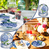 Funnymoom 48 Pcs Watercolor Hydrangea Paper Plates Set Include 9 Inch Floral Disposable Plates 7 Inch Spring Summer Blue Hydrangea Tableware for Bridal Baby Shower Birthday Party Supplies