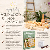 Enjoy Today 6 Pc Professional Solid Wood Therapy Massage Tools with Instruction Guide. Maderoterapia Kit with Lymphatic Drainage Massager, Cellulite Massager and Cupping Kit for Massage Therapy,