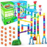 Marble Genius Marble Run - 85 Complete Pieces Maze Track Christmas Toys for Adults, Teens, Toddlers & Kids Aged 4-12 Years Old (67 Translucent Marbulous Pieces + 18 Glass-Marble Set), Explorer Set