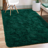 Merelax Soft Modern Indoor Shaggy Area Rug for Bedroom Livingroom Dorm Kids Room Home Decorative, Non-Slip Plush Fluffy Furry Fur Rugs Comfy Nursery Accent Floor Carpet 3x5 Feet, Christmas Green