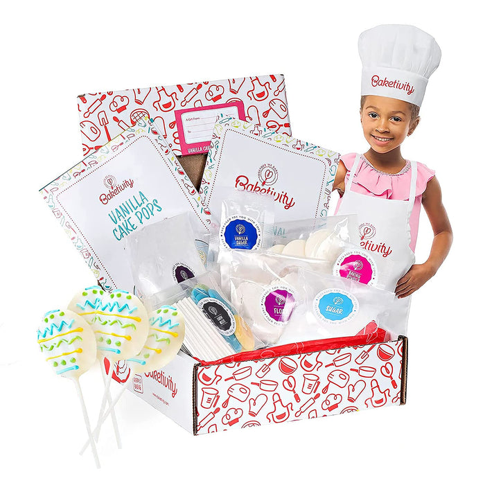 Baketivity Kids Baking DIY Activity Kit - Bake Delicious Vanilla Cake Pops with Pre-Measured Ingredients – Best Gift Idea for Boys and Girls Ages 6-12