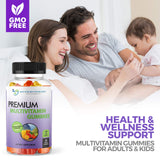 Multivitamin Gummies for Adults and Kids with Vitamin A, C, D3, E, B6, B12, Biotin and Zinc with No High Fructose Corn Syrup, Gluten or Artificial Sweeteners - 60 Gummy Vitamins, Full 30-Day Supply