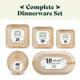 Chic Leaf Palm Leaf 100% Compostable & Disposable 7 Inch Square Plates- Leak-Proof Dinnerware Set- 50 Microwave & Oven Safe Bamboo Like Appetizer & Dessert Plates, Better than Paper & Plastic Plates