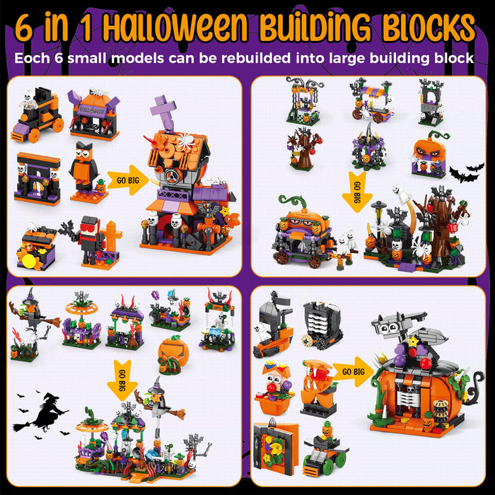 31-Day Halloween Advent Calendar 2024 | Spooky Haunted House, Ghosts, Bats & Pumpkins Building Block| Fun Countdown Halloween Toy Gifts for Kids