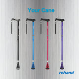 REHAND Walking Cane - Foldable, Adjustable, Collapsible Walking Canes for Men & Women, Heavy Duty All Terrain Tip, with Travel Bag | Walking Sticks for Seniors & Adults (Natural Black)