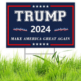 Trump Yard Signs 2024, 24x18In Trump Yard Signs Make America Great Again Foldable Double-Side Campaign Sign With H-Stakes Placard Voted Trump Triggering Outdoor Garden Lawn Parade Handheld Rally Decor