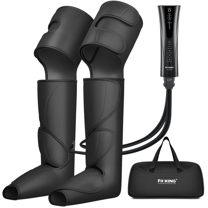 FIT KING Foot and Leg Massager for Circulation and Relaxation with Hand-held Controller 3 Modes 3 Intensities Helpful for Vericose Veins, Cramps, Swelling and Edema