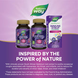 Nature's Way Sambucus Cough Relief+** Immune Gummy*, Feel Better Faster**, Clinically Proven South African Geranium Root Extract**, with Elderberry Extract, Vitamin C & Zinc, 60 Gummies