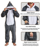 QUCH Adult Onesie Costume-Unisex Animal Onesies for Adults Halloween Costume, Halloween Onesie Adult Onesie Pajamas for Women Shark M