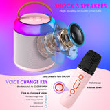 Mini Karaoke Machine with 2 Wireless Microphones for Kids Adults, Portable Bluetooth Speaker Toy for Girls and Boys 2 4 5 6 7 8 9 10 12 Year Old Girl Christmas Birthday Gift Home Party Ideas (Pink)