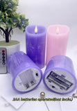 Adoria Advent Candles Battery Operated Set 4-Real Wax Pillar Candles 3pcs Purple and 1pc Pink w/Remote and Timer -Unscent, Realistic 3D Wick w/Patented- Brightness Control,Well for Home Decor.