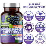 2 Pack N1N Premium 10 in 1 Immune Support Supplement [10 Potent Ingredients] with Elderberry, Vitamin C, Zinc, Echinacea, Turmeric Curcumin, Garlic and Probiotics for Adults, 120 Veg Caps