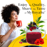 MyRoyalte Mountain Berry Pu'er tea 3 oz - Hibiscus Tea Loose Leaf Black Tea With Dried Organic Fruit Blueberries Grapes Mullberries Rosehip Tea Herbal - Aged Chinese PuErh Tea Gift Idea for Tea Lovers