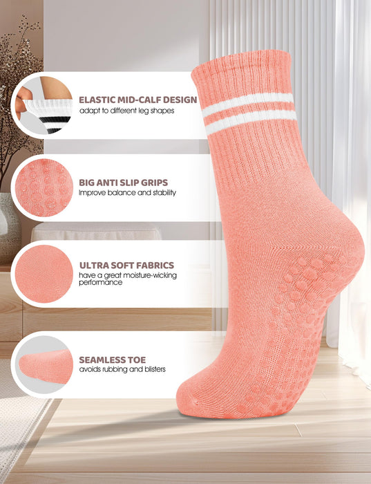 Pilates Grip Socks for Women Men Size 9-11 Yoga Socks Accessories Non Slip Grippy Socks Soccer Womens Hospital Barre Black Barefoot Socks Grippers Postpartum Essentials Non Skid Socks Elderly Gift