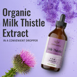 HERBAMAMA Milk Thistle Liquid Drops - Organic Milk Thistle Seed Tincture - Liver Detox - Milk Thistle Liquid Extract Supplement - Alcohol-Free - 4 fl oz