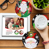 8 Pcs Christmas Santa Diamond Art Coasters Kits with Holder DIY Christmas Santa Diamond Art Coaster Non Slip Coaster for Adults Xmas Holiday Diamond Kits Supplies